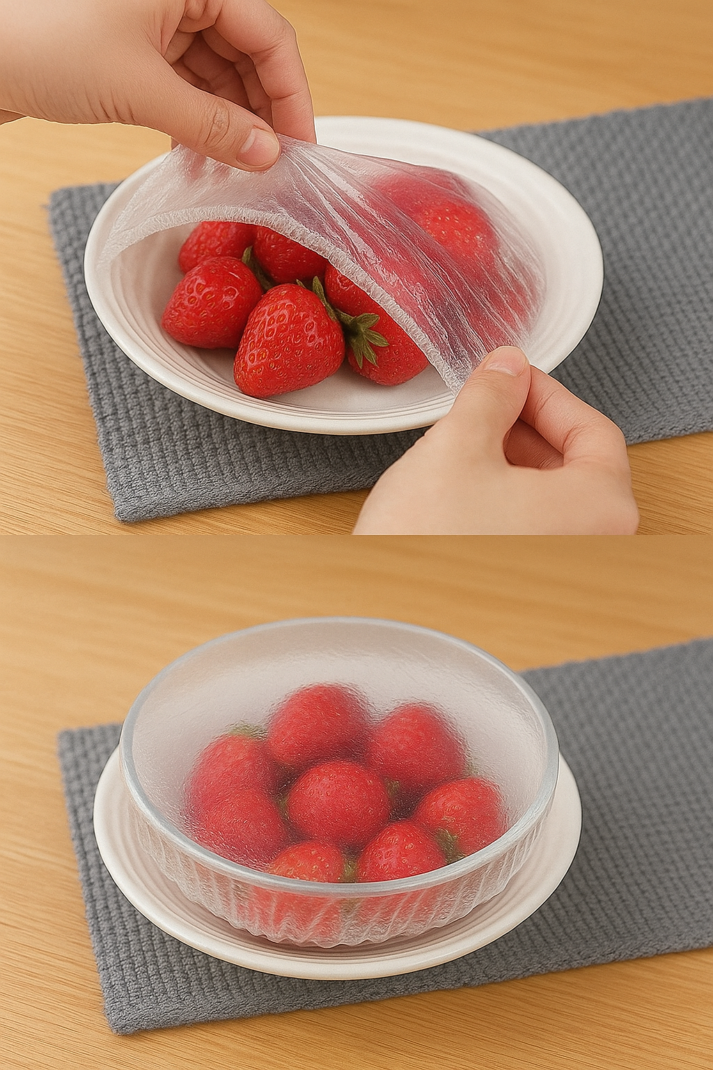 Plastic Bags - Reusable Elastic Food Storage Plastic Covers (Pack of 2)