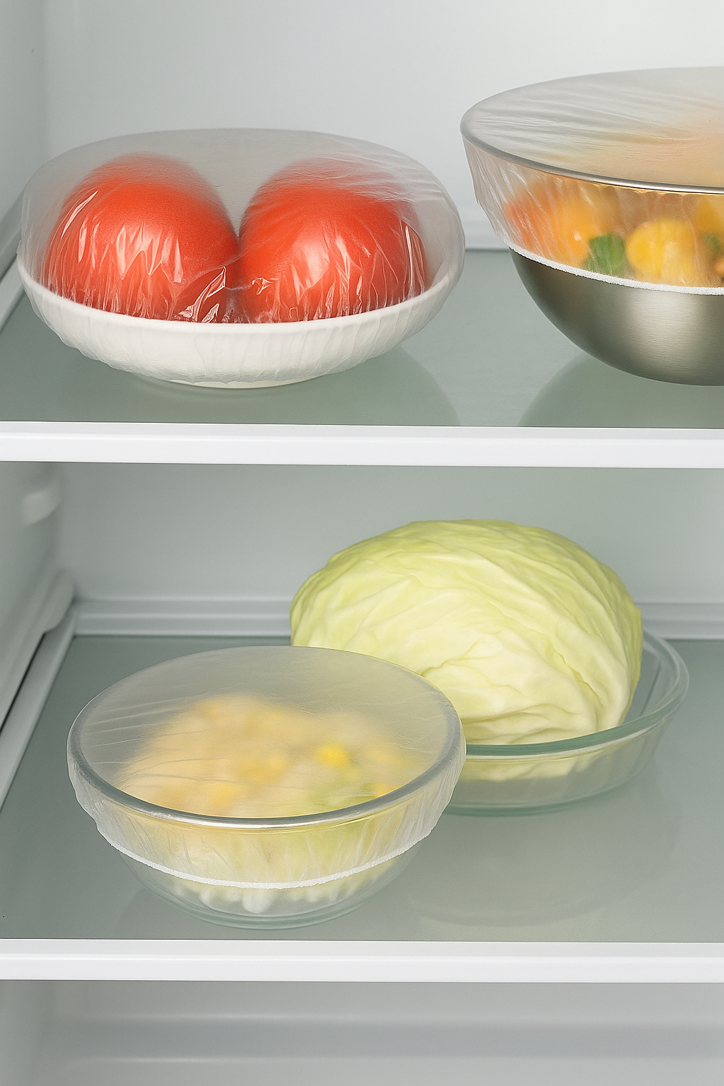 Plastic Bags - Reusable Elastic Food Storage Plastic Covers (Pack of 2)
