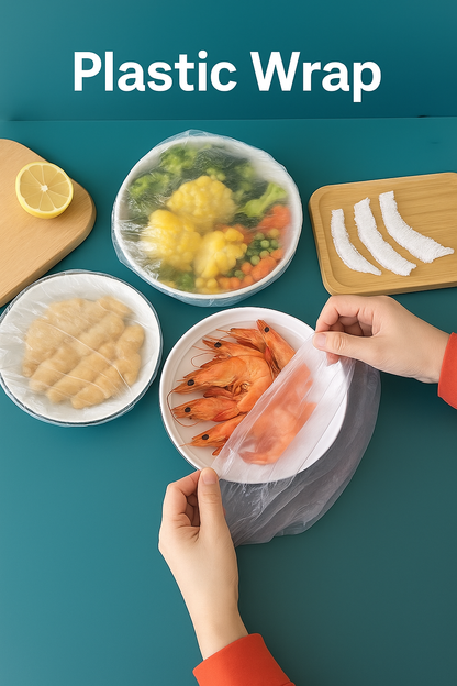 Plastic Bags - Reusable Elastic Food Storage Plastic Covers (Pack of 2)